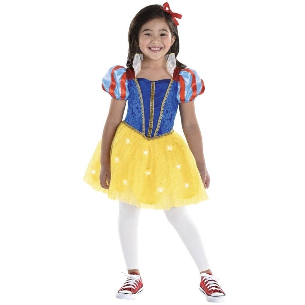 Disney Snow White Girl’s Light Up Blinking Glitter Tule Costume Girls M 8-10
